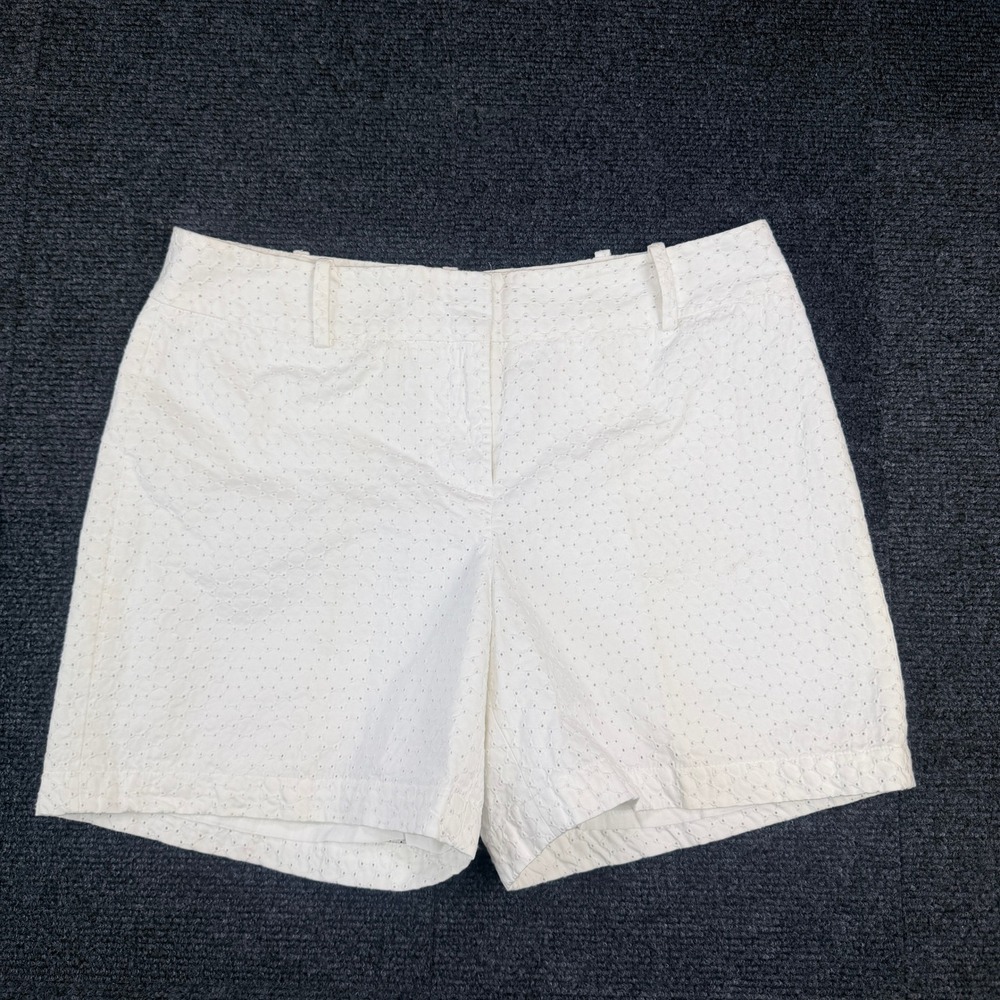 Talbots Womens White Eyelet Cotton Chino Shorts Sz 10 NWT Summer Coastal Preppy